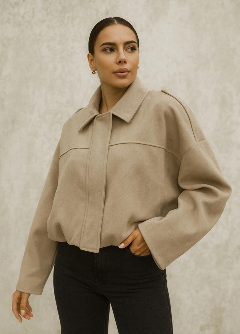 Kurze Jacke mit Wildleder-Optik beige Jenny