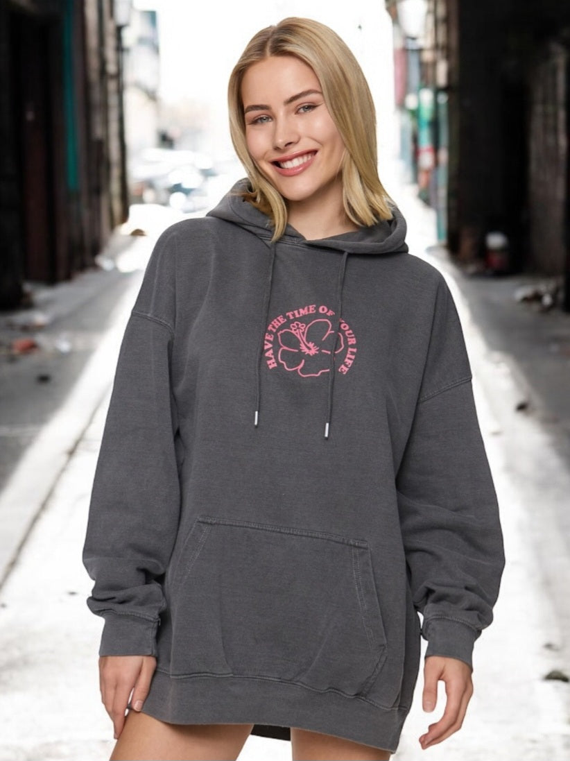 Oversize Hoodie Time dark grey