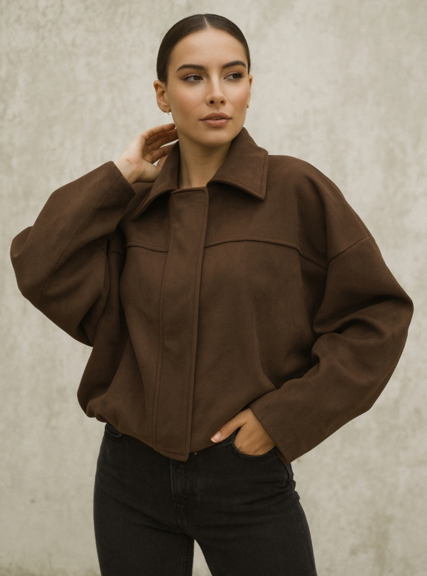 Kurze Jacke mit Wildleder-Optik braun Jenny