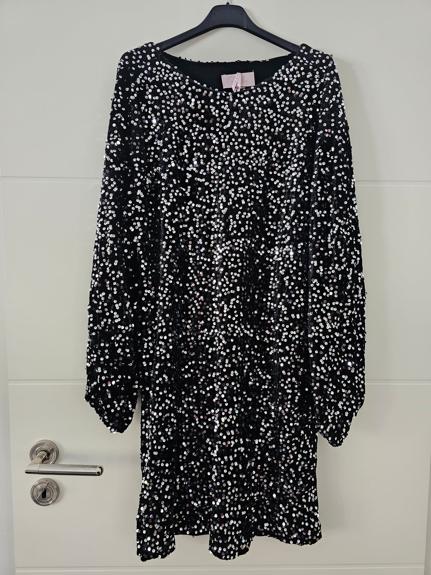Pailletten-Samtkleid Pina Schwarz/Silber