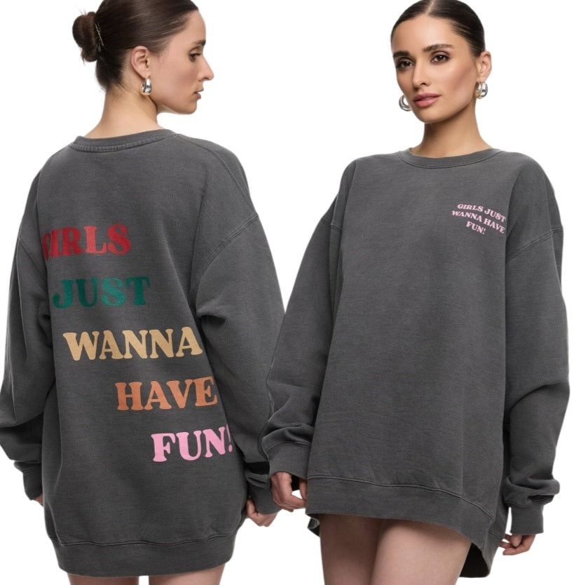 Oversize Sweatshirt Girls dark grey