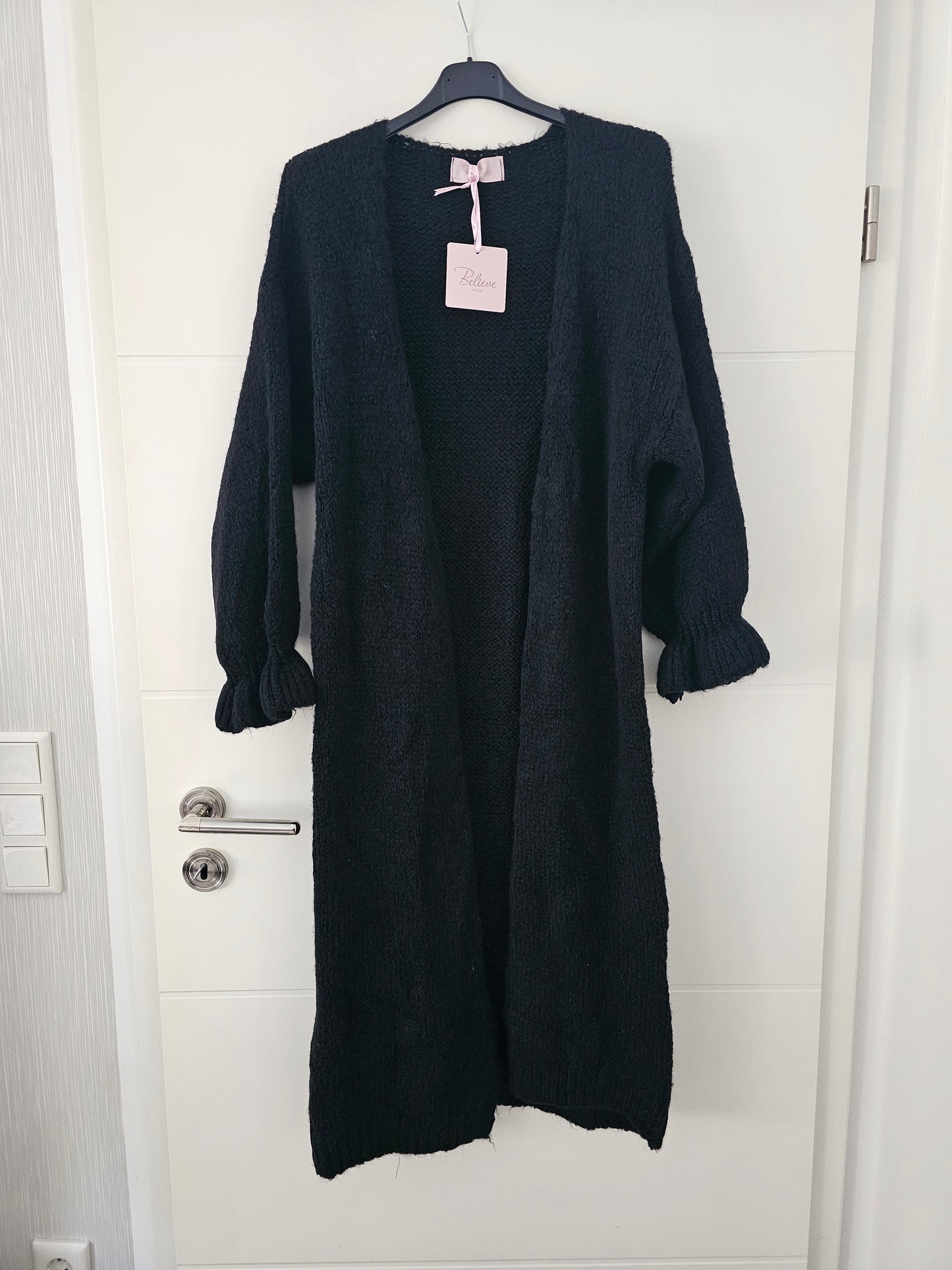 Long Cardigan Rüschi schwarz
