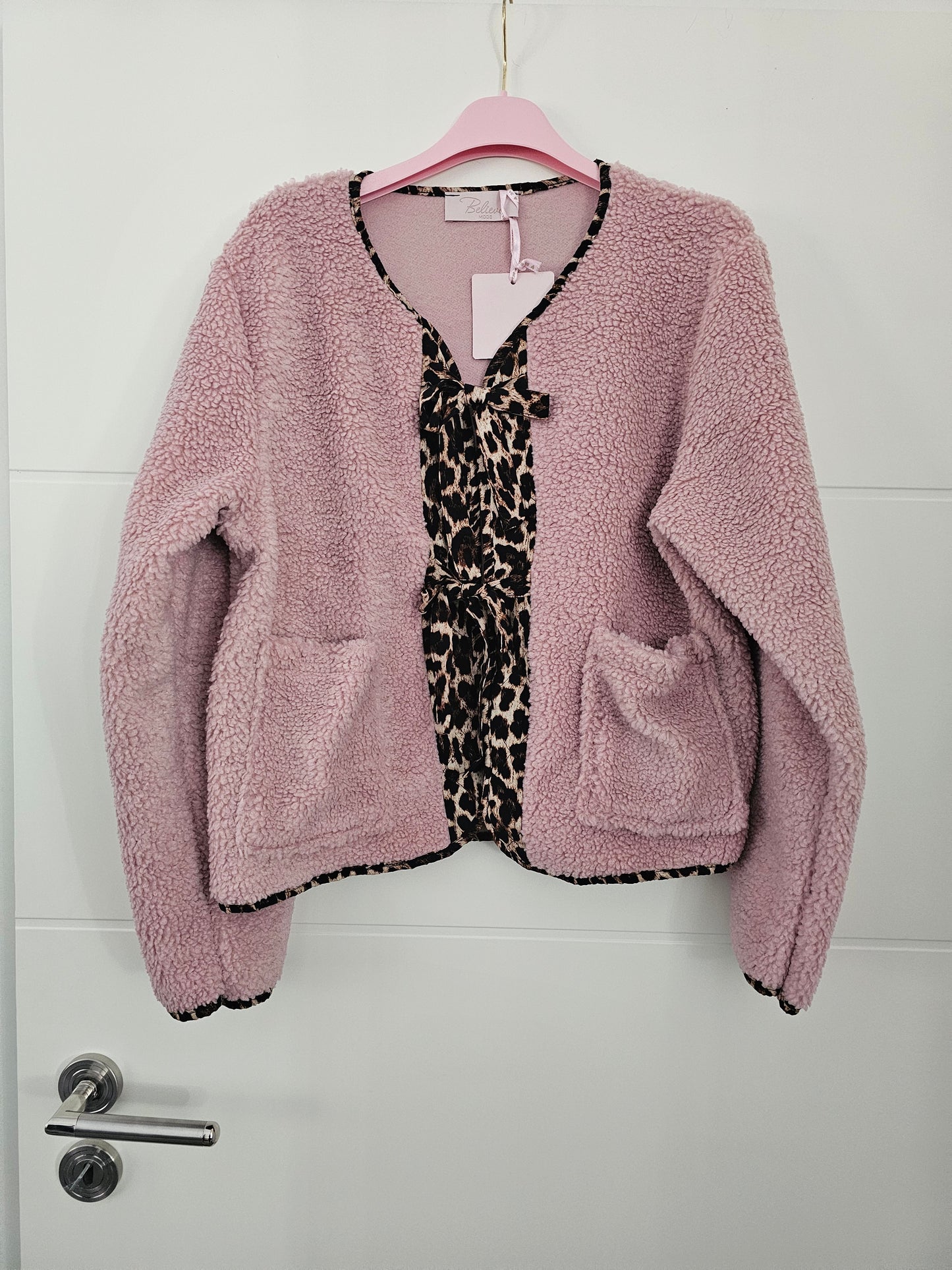 Teddy-Schleifen-Jacke Leo rosa