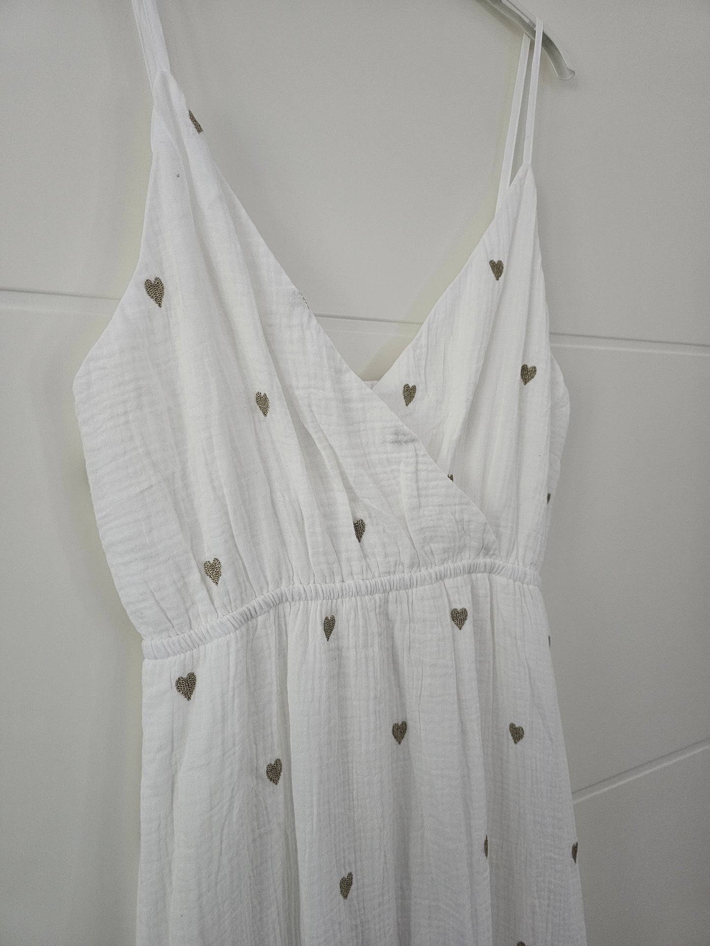 Musselin Maxikleid Herzi weiß