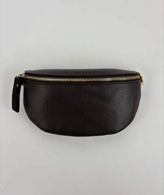 Leder Bauchtasche Dunkelbraun
