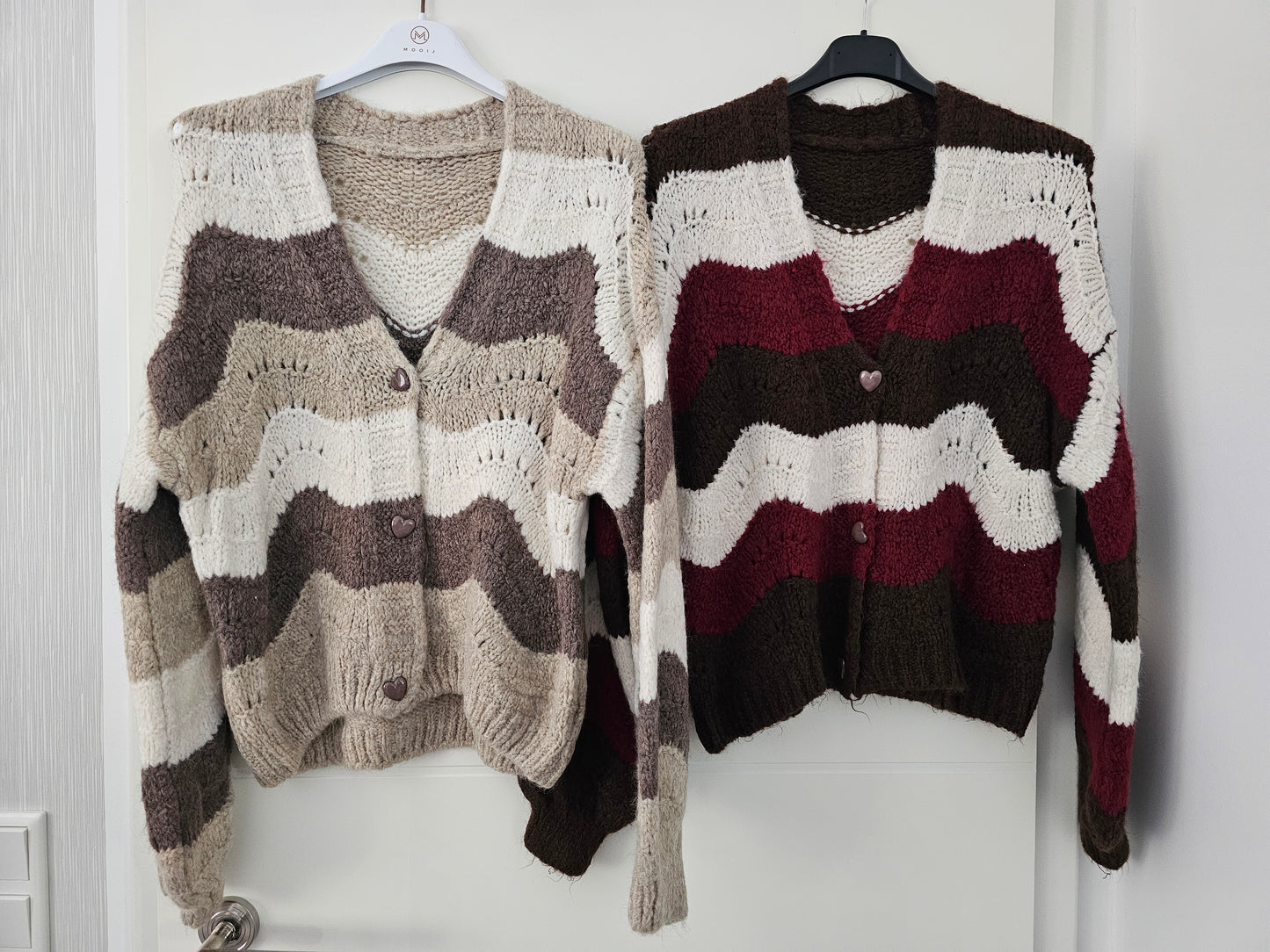 Cardigan Wave mit Herz-Knöpfen