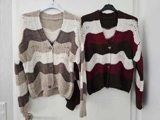 Cardigan Wave mit Herz-Knöpfen