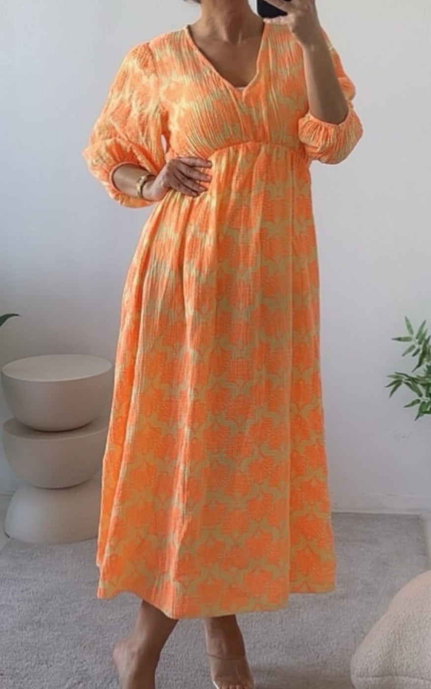 Musselinkleid Gelb/Orange