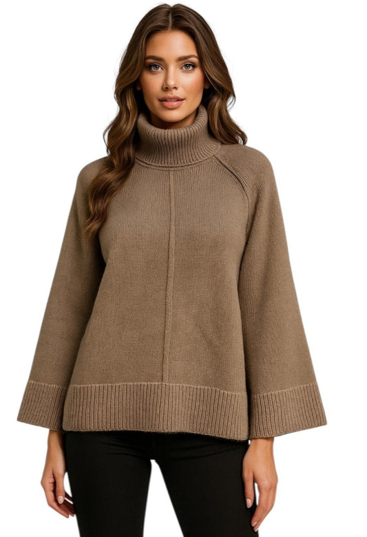Rollkragen-Strickpullover mit weitem Schnitt