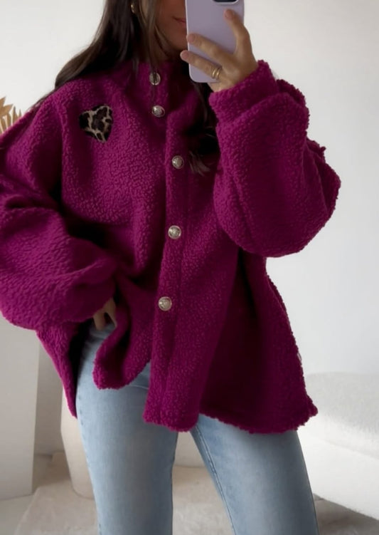 Lockere Teddy Jacke Leo Love lila