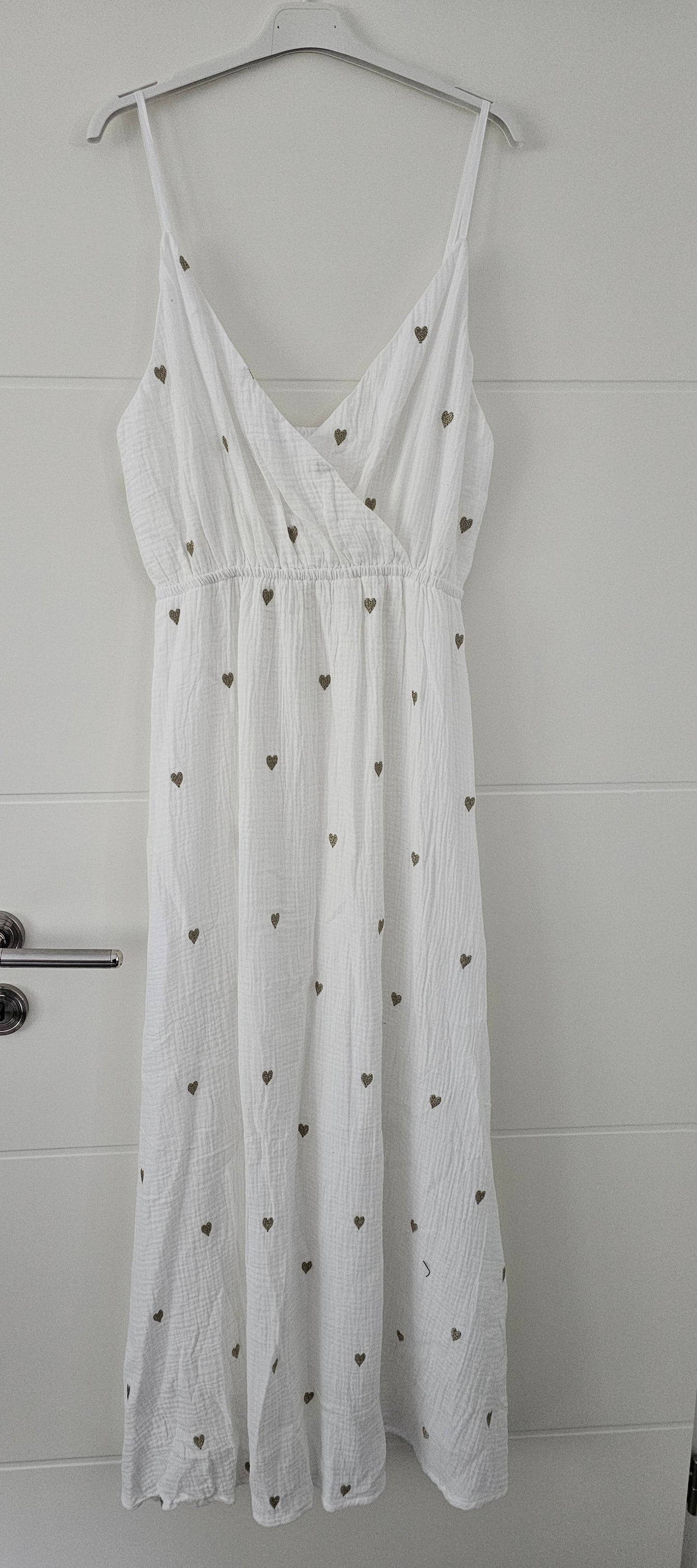 Musselin Maxikleid Herzi weiß