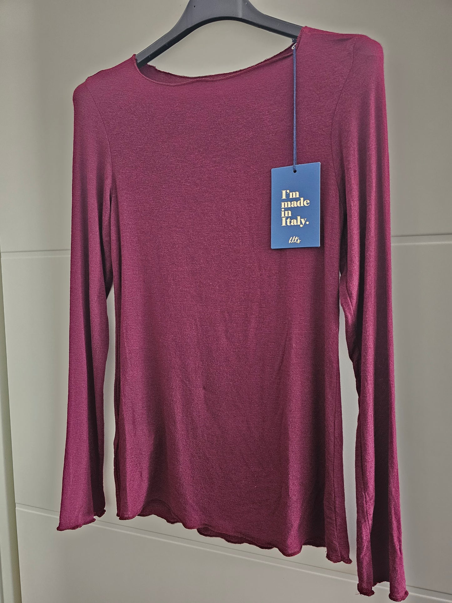 Langarm Shirt Cashmere Bordeauxrot