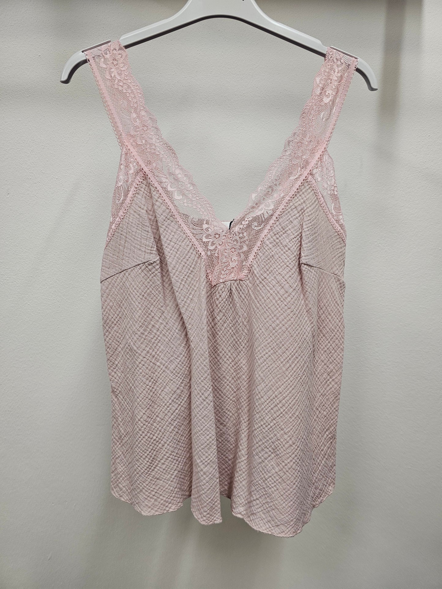 Musselin Top Spitze Rosa