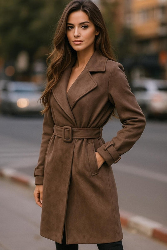 Wildlederoptik Mantel Kalea braun