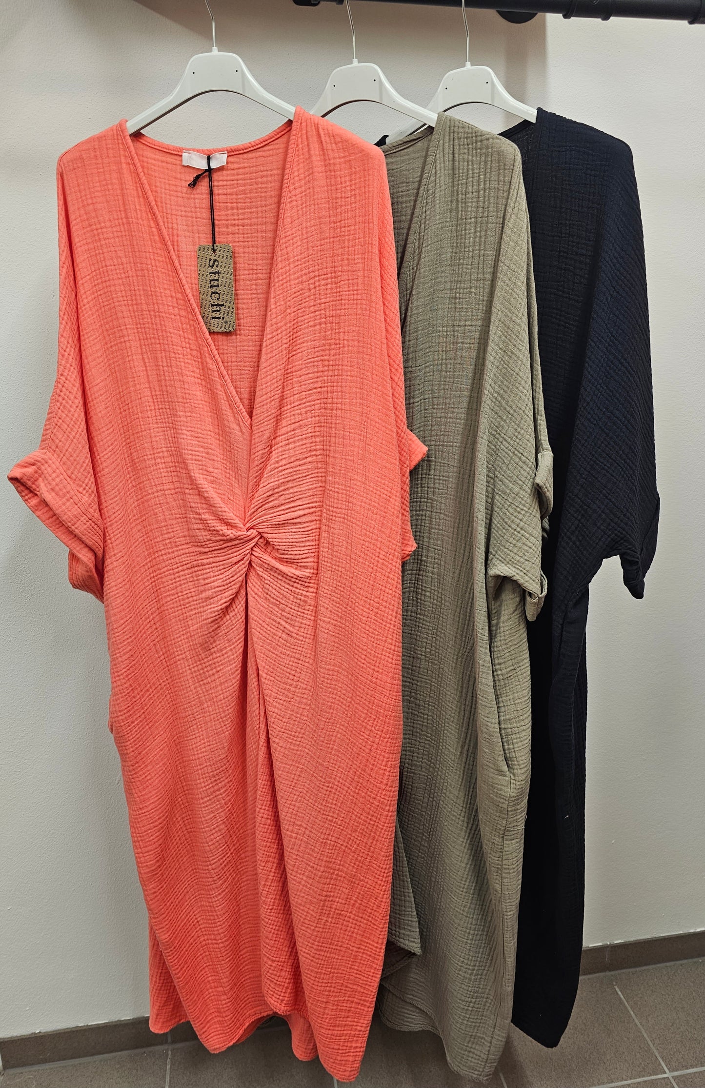 Musselin Kleid Twist versch. Farben
