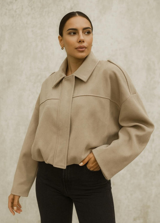 Kurze Jacke mit Wildleder-Optik beige Jenny