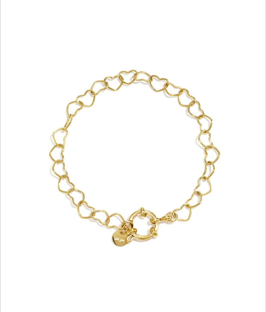 Charm Armband mit Frontverschluss und herzförmigen Gliedern