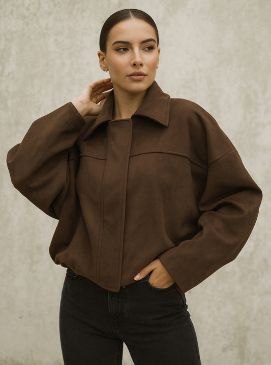 Kurze Jacke mit Wildleder-Optik braun Jenny