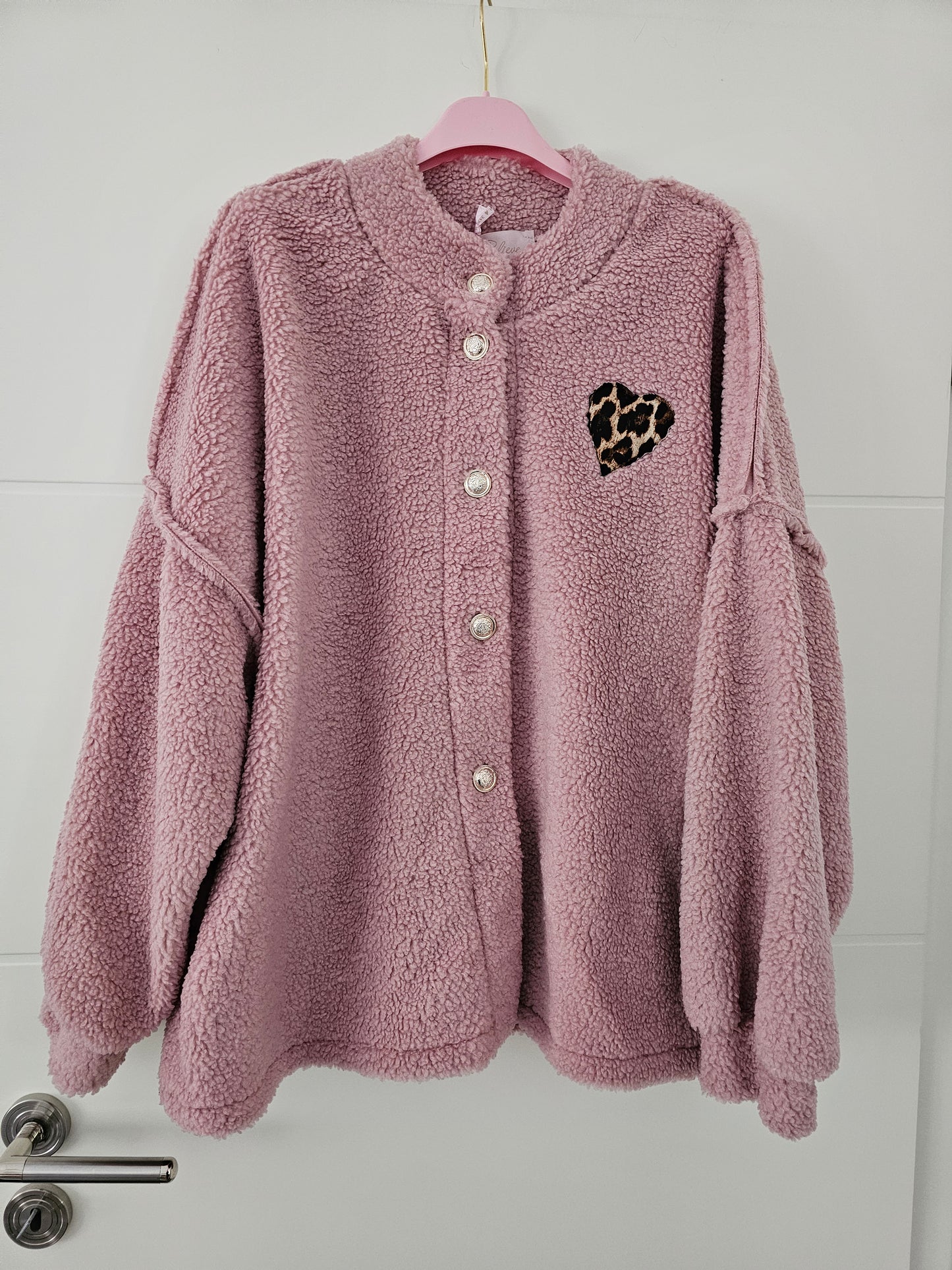 Lockere Teddy Jacke Leo Love Altrosa
