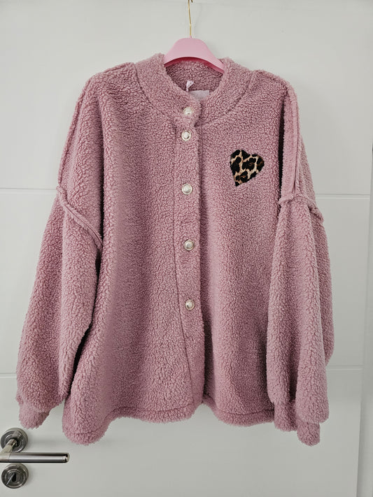 Lockere Teddy Jacke Leo Love Altrosa