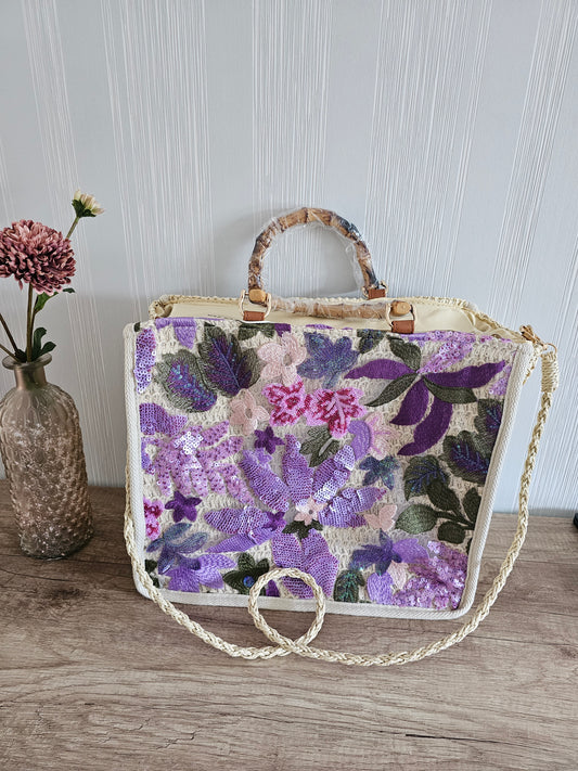 Tasche Pailletten Flieder 1