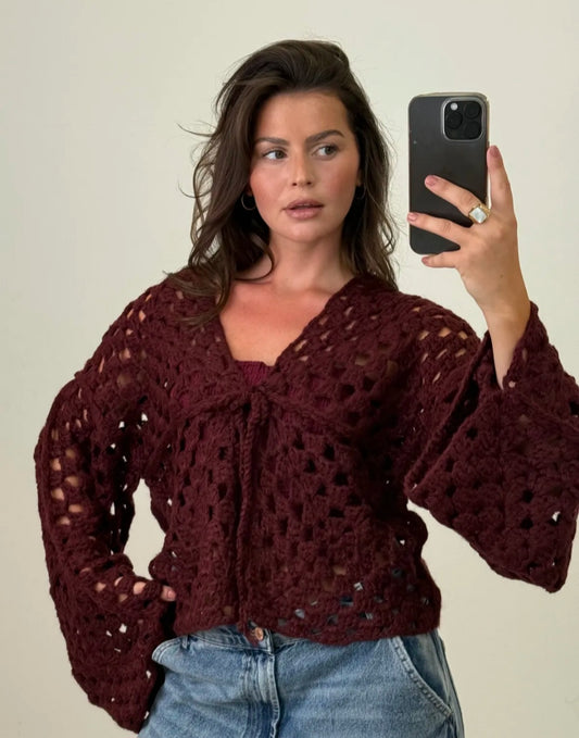 Häkeljacke Mona Bordeaux