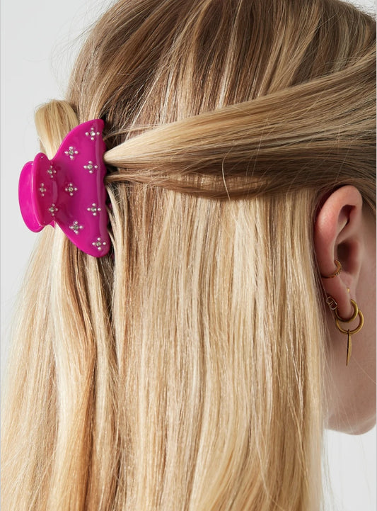 Mini-Glitzer-Haarspange Pink