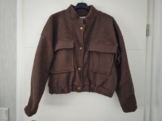 Kurze Boucle-Jacke schoko