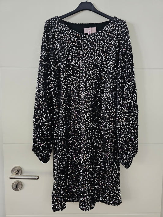 Pailletten-Samtkleid Pina Schwarz/Silber