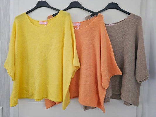 Oversize Pullover mit Kurzarm versch. Farben