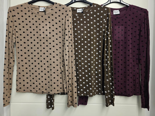 Basic Oberteil Cashmere Polka Dots versch. Farben