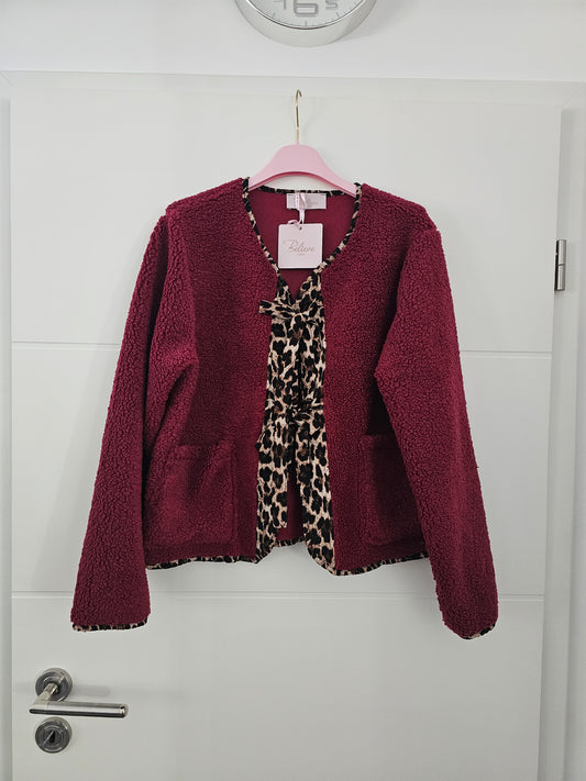 Teddy-Schleifen-Jacke Leo bordeaux