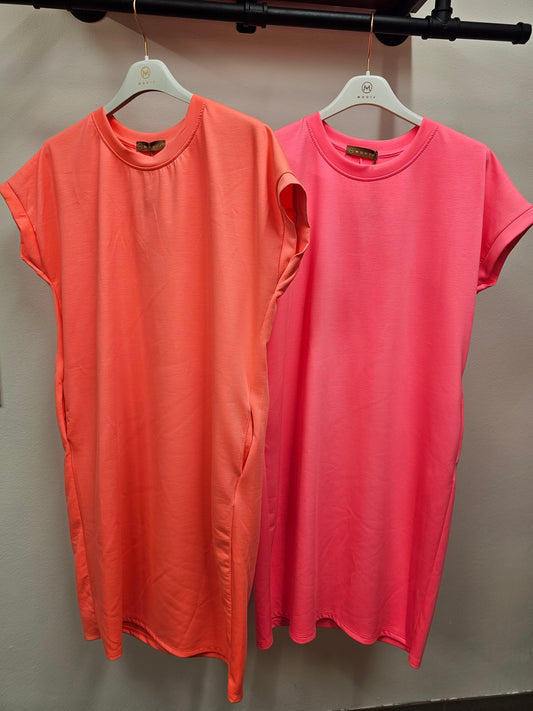 Butterstoff T-Shirt Kleid Sophia Neon versch. Farben