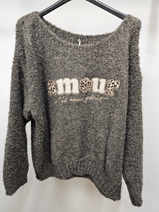 Bouclé Pullover Amour taupe