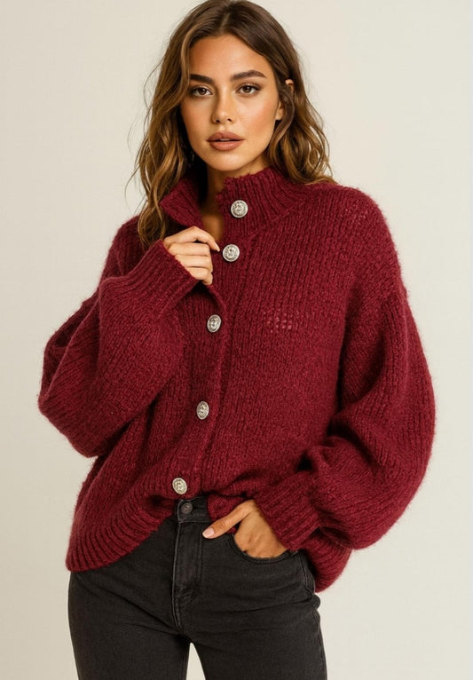 Strick-Cardigan Sila Wine Red