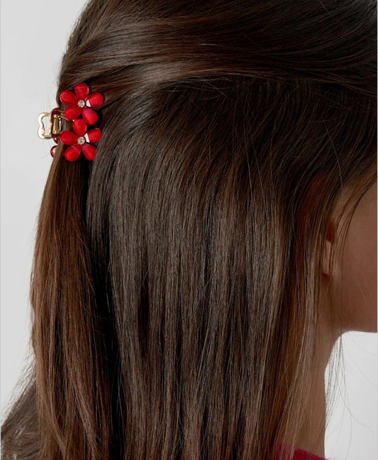 Blumen-Duo-Haarspange rot
