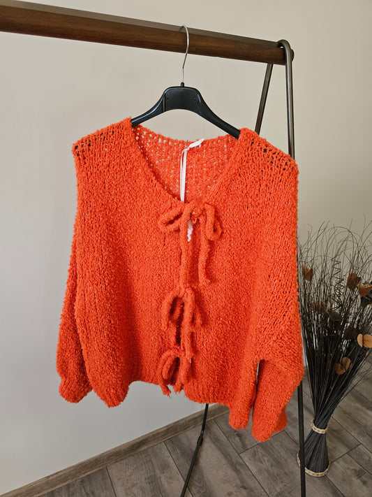Schleifen Strickjacke Orange