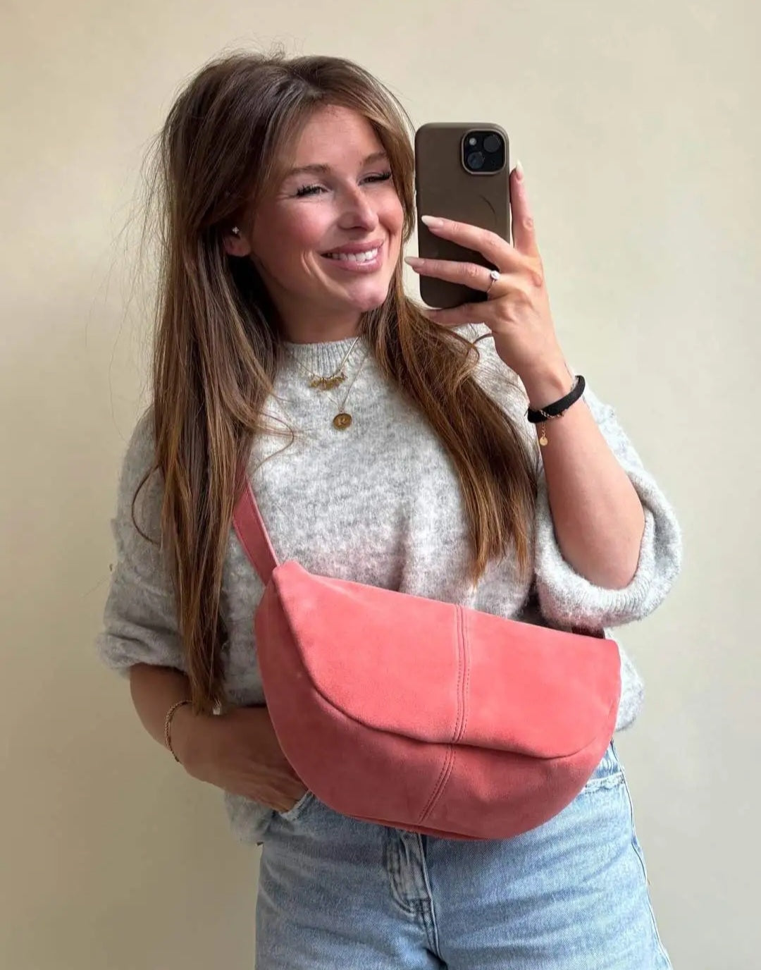 Tasche Wildleder Novi Bag Koralle