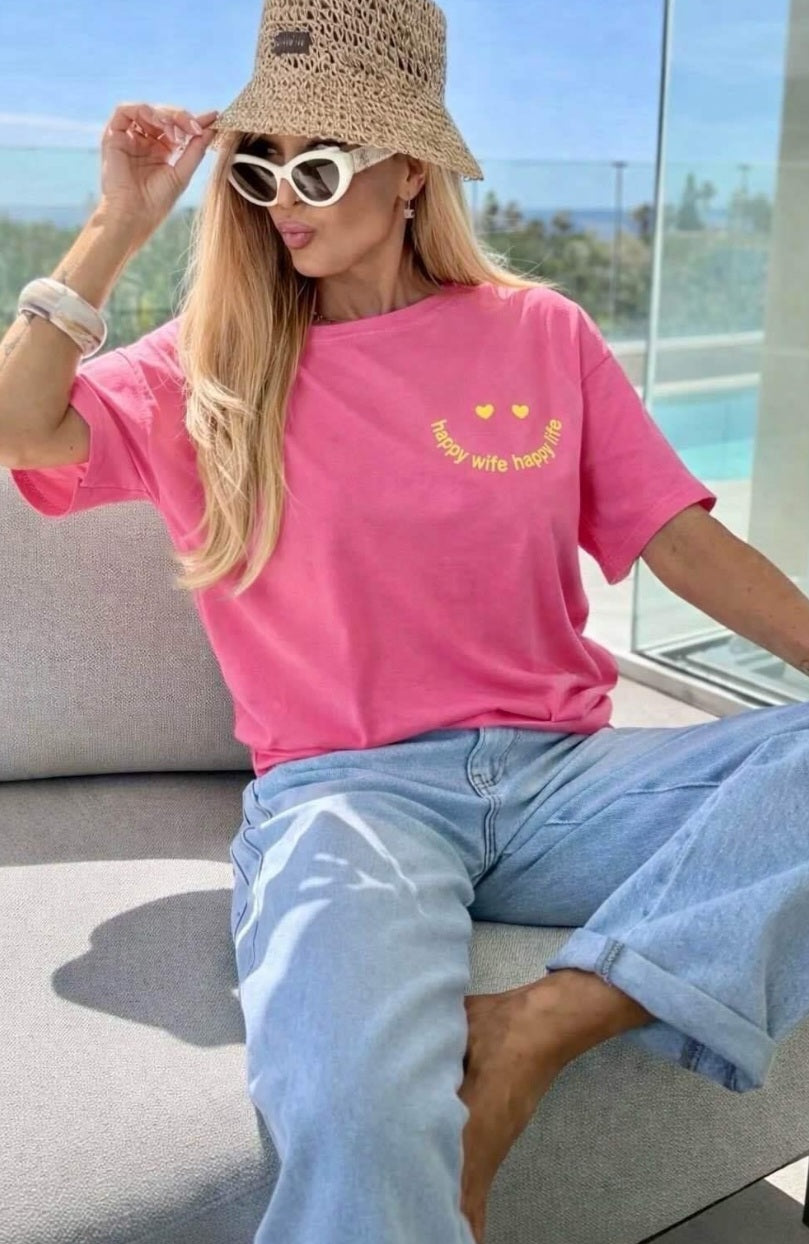T-Shirt Happy Wife versch. Farben
