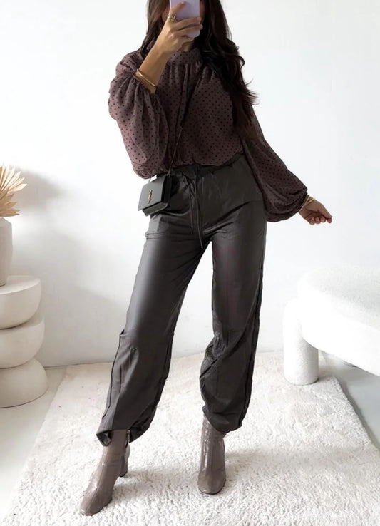 PU Hose Chocolate Jogpant