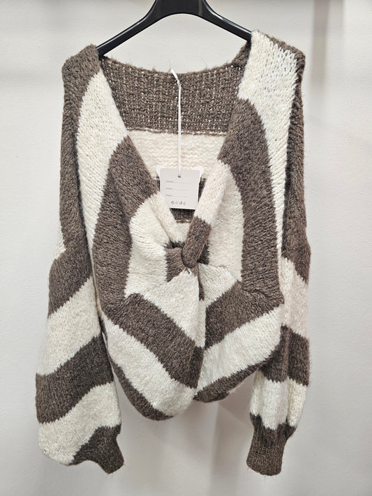 Pullover Twist taupe/creme