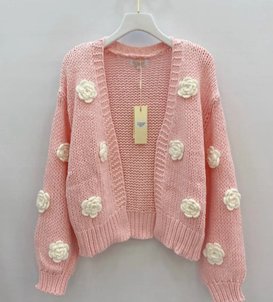Cardigan Flower rosa