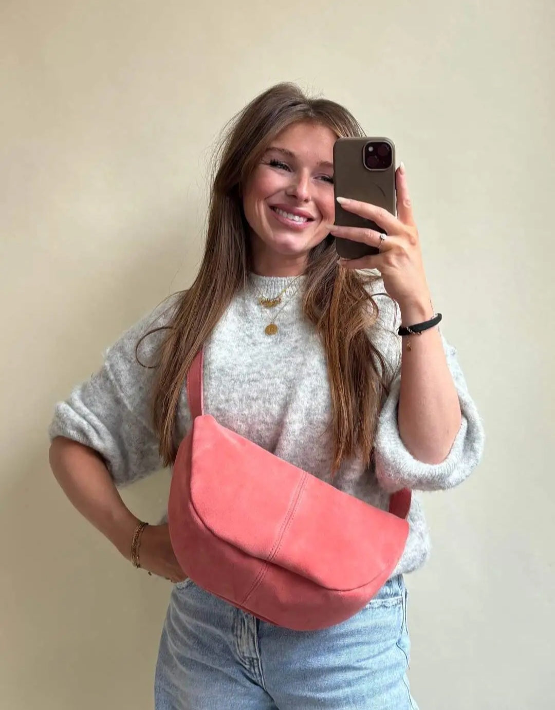 Tasche Wildleder Novi Bag Koralle