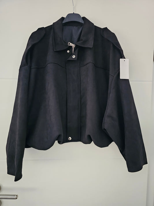 Jacke in Wildleder-Optik schwarz