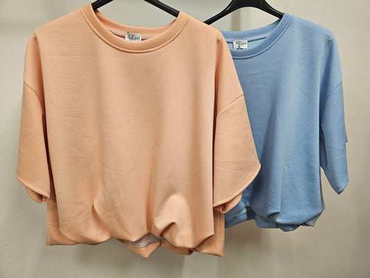 Lockeres T-Shirt gerafft versch. Farben