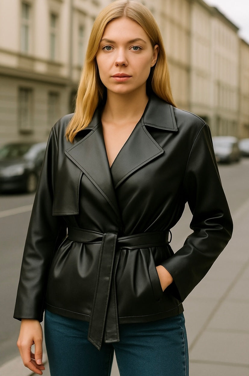Jacke Leder-Optik Black