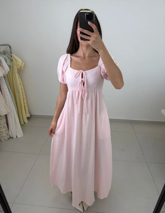 Musselin Maxikleid Felina (rosa)