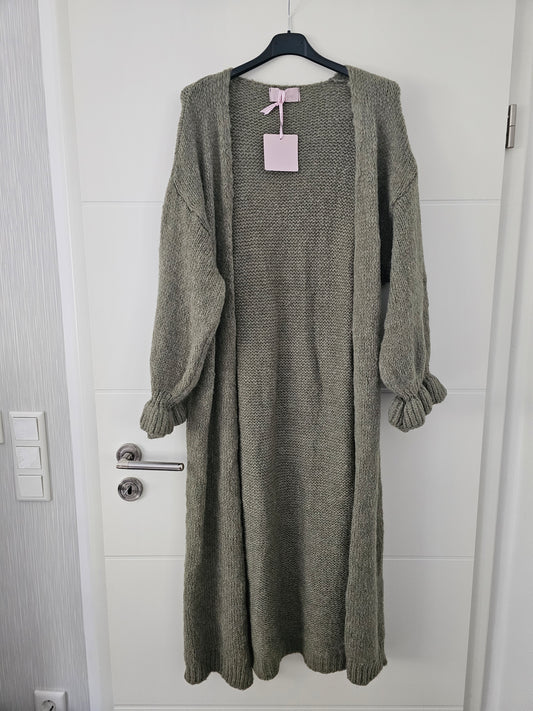 Long Cardigan Rüschi khaki