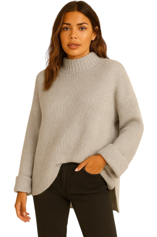 Pulli mit Schlitz Taupe