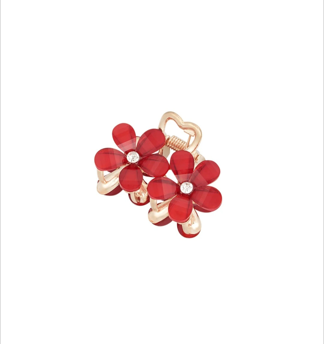 Blumen-Duo-Haarspange rot